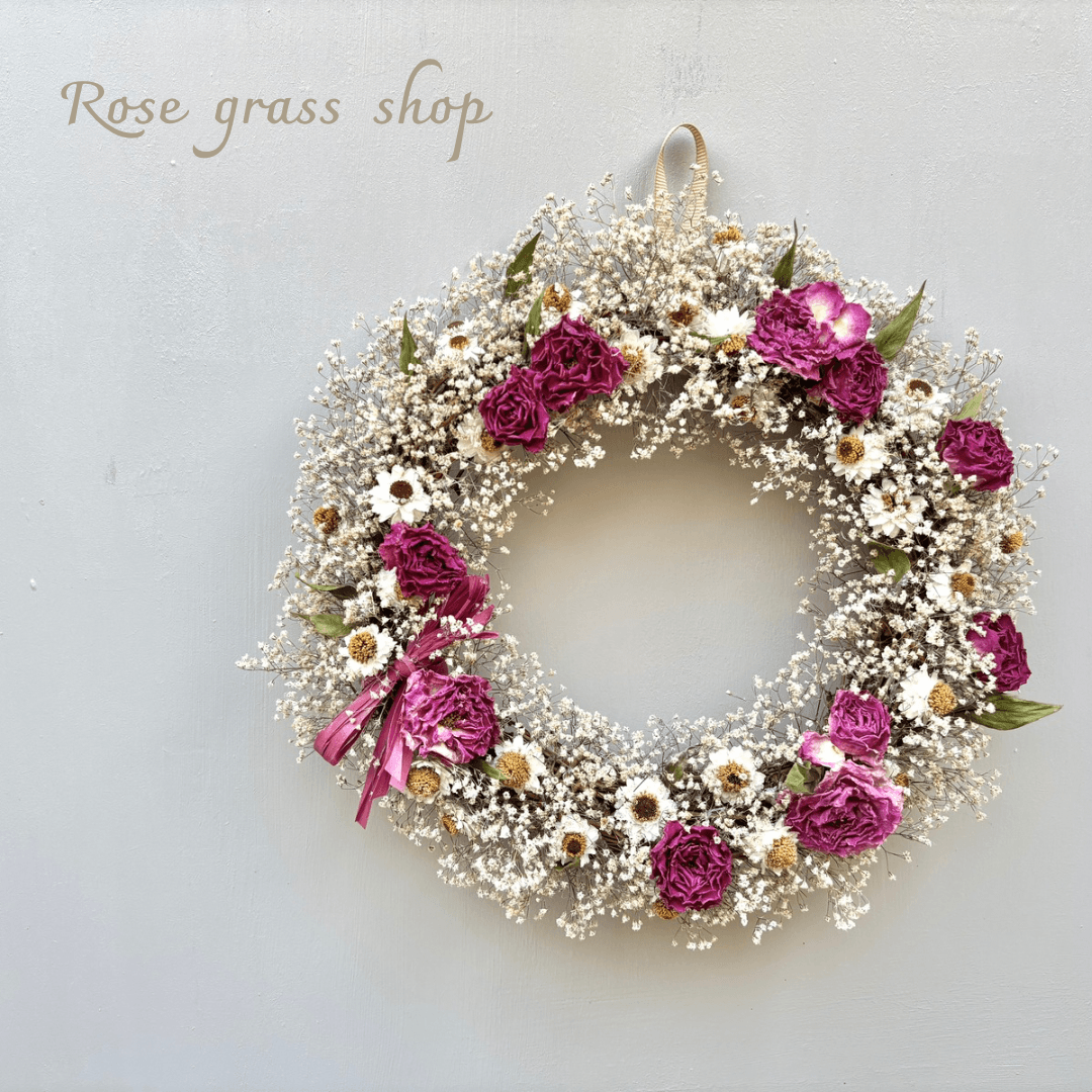薔薇とかすみ草のリース | 2枚目