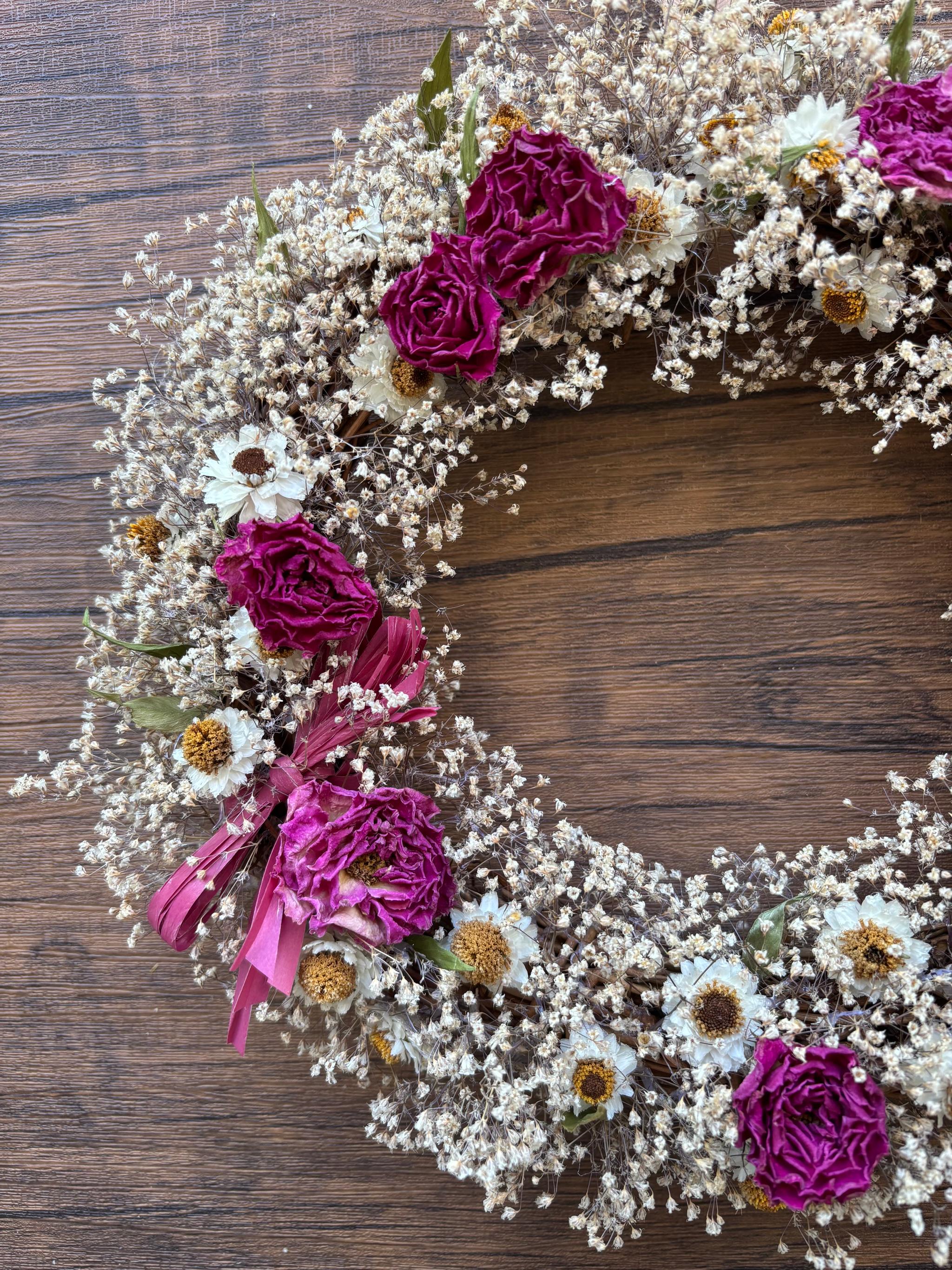 薔薇とかすみ草のリース | 3枚目