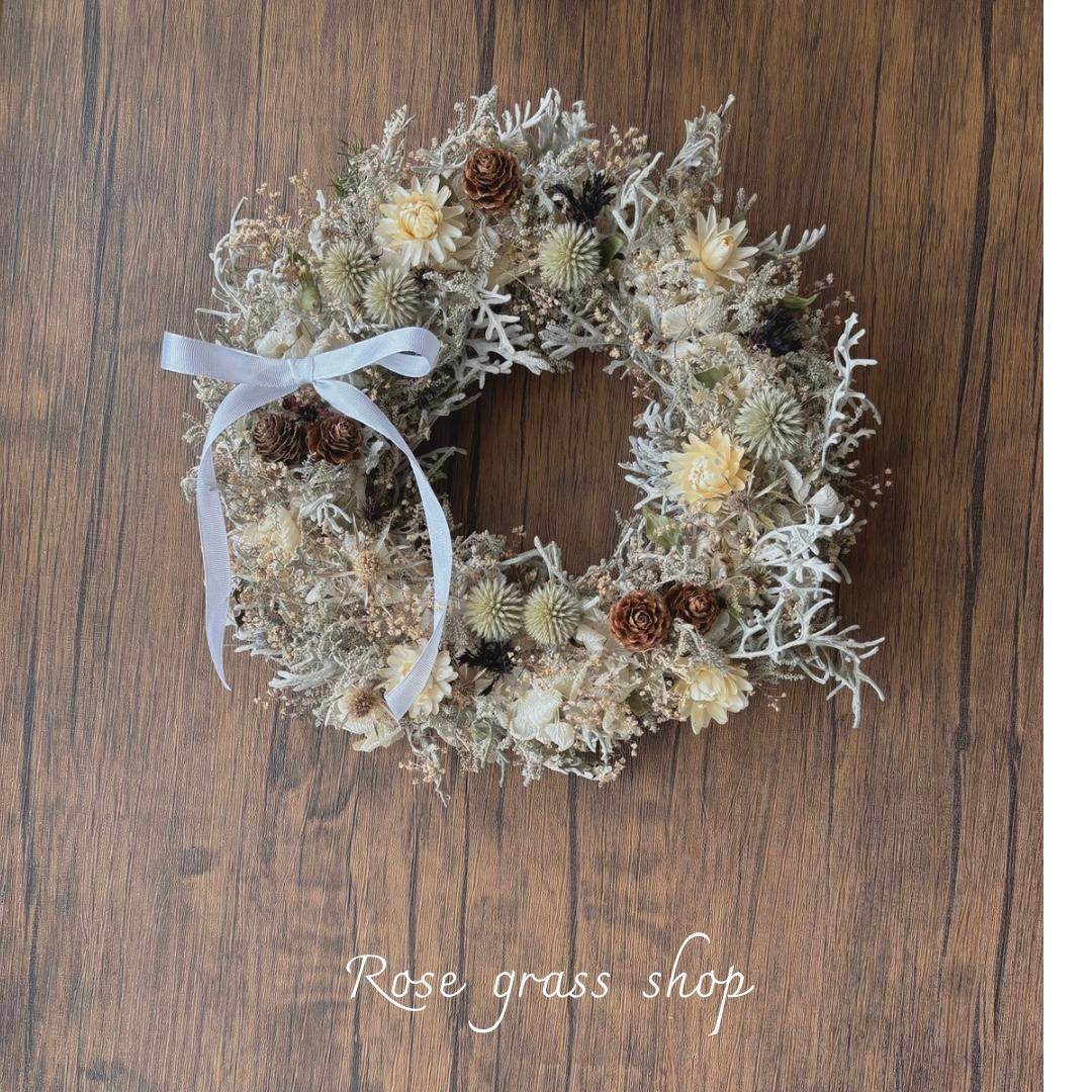 ドライフラワーリース＊White・winter