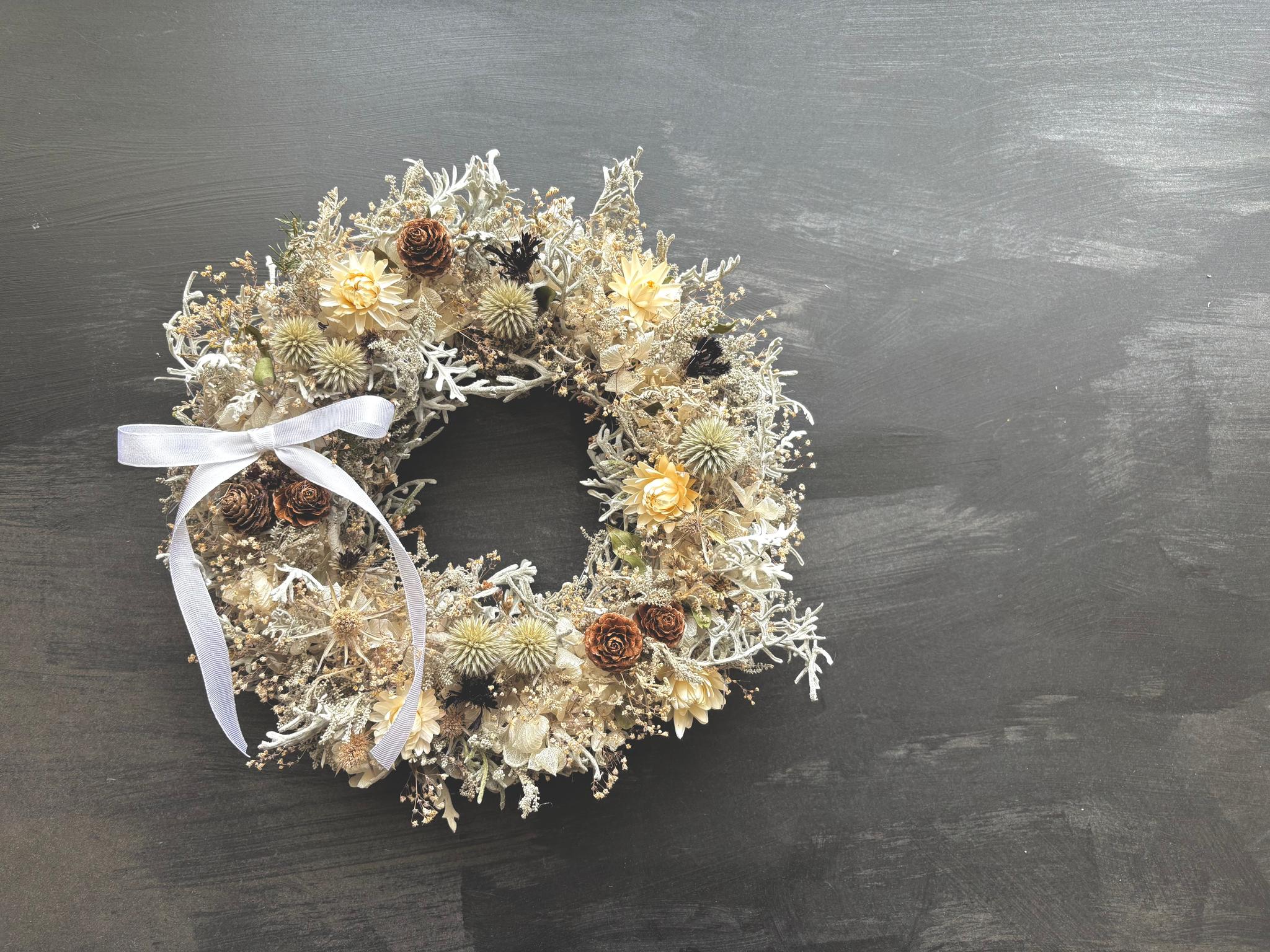ドライフラワーリース＊White・winter | 3枚目