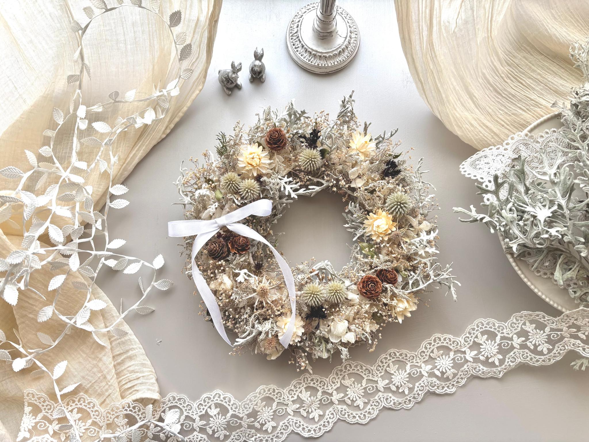 ドライフラワーリース＊White・winter | 4枚目